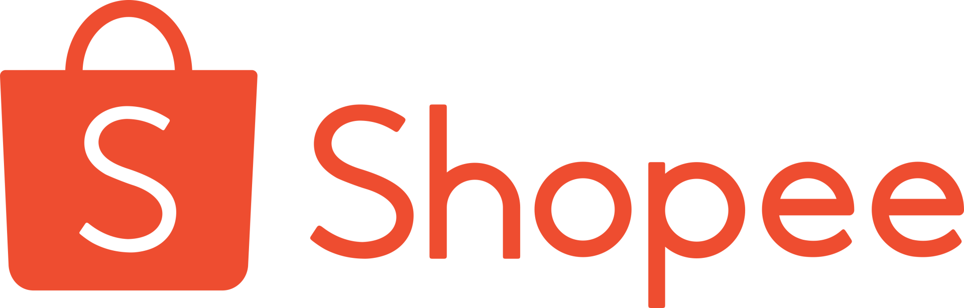 Shopee logo: orange shopping bag with a white 