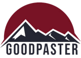 GoodPaster logo with maroon sun and black mountain silhouette over bold text
