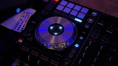 Close-up of DJ equipment used for Calgary events