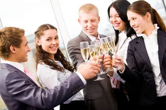 Corporate Company party cheering champayne