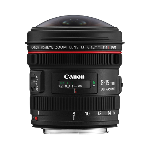 A canon fisheye zoom lens is shown on a white background.
