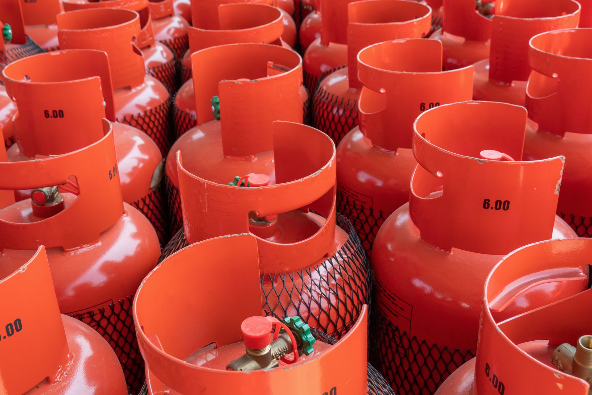 Propane cylinders of various sizes.