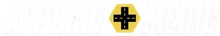 Black medical-style cross inside a yellow hexagon on a white background with faint gray pattern