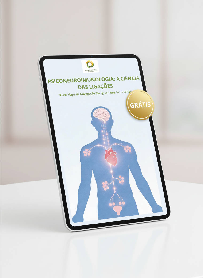 A tablet on a white table displaying a medical e-book cover titled