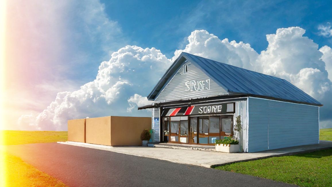 a 3d rendering of a building with a roof that looks like a barn .