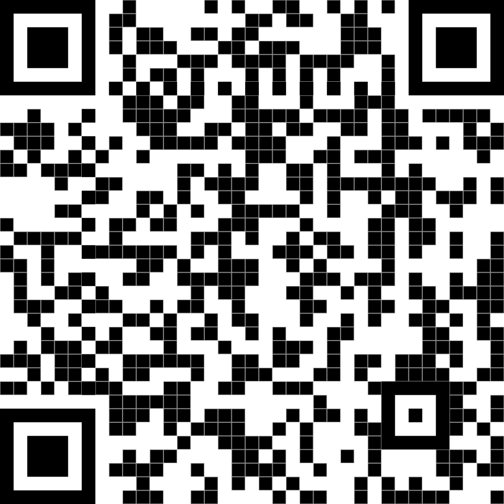 QR code with black and white squares.