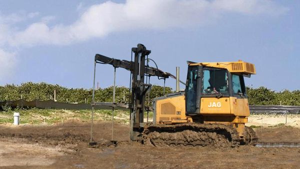 Bulldozer performing chemical injection