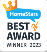 HomeStars Best of Award Winner 2023 badge with orange crown and blue speech bubble