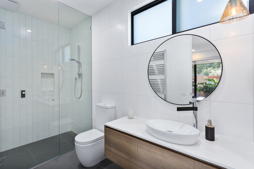 White Bathroom — Rye, VIC — Quin Wyatt Building Designers