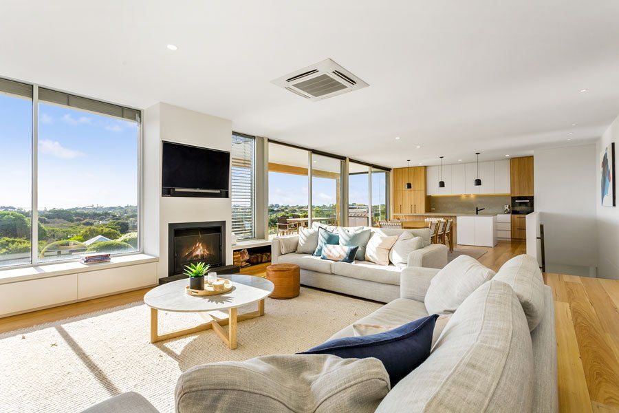 Beautiful Living Room View — Rye, VIC — Quin Wyatt Building Designers