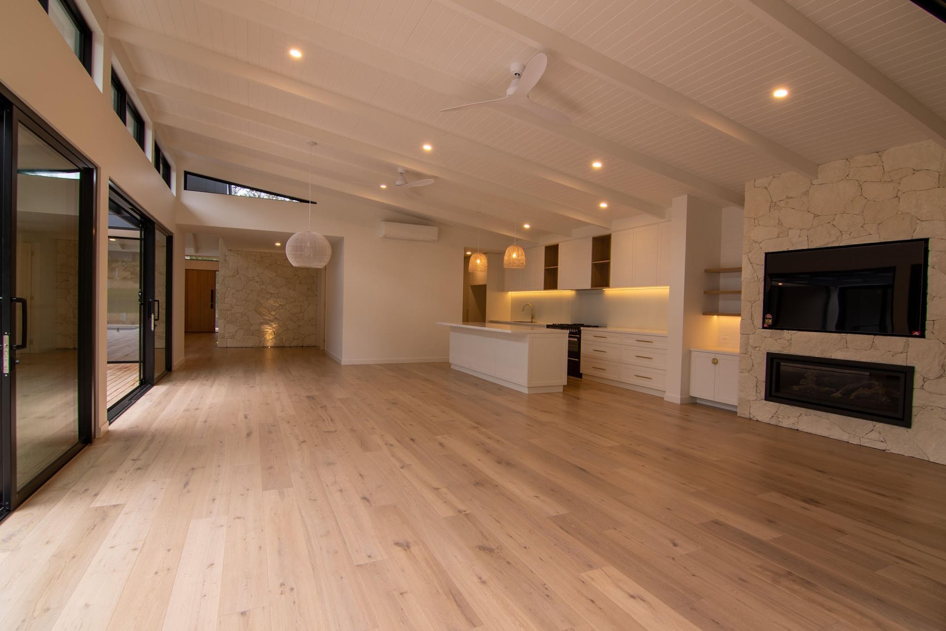 Dining Table And Living Room — Rye, VIC — Quin Wyatt Building Designers