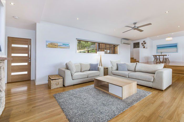 Living Room With Carpet — Rye, VIC — Quin Wyatt Building Designers