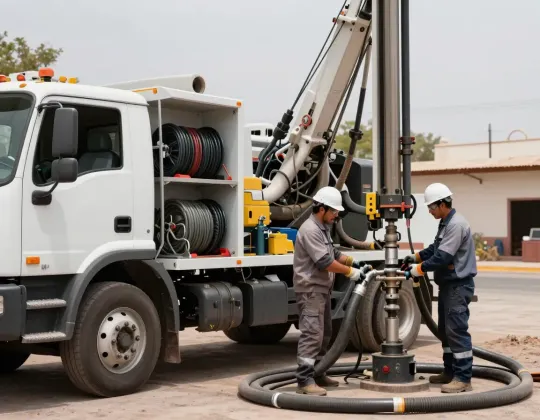 Unidad móvil de servicio hidráulico atendiendo maquinaria pesada en Hermosillo