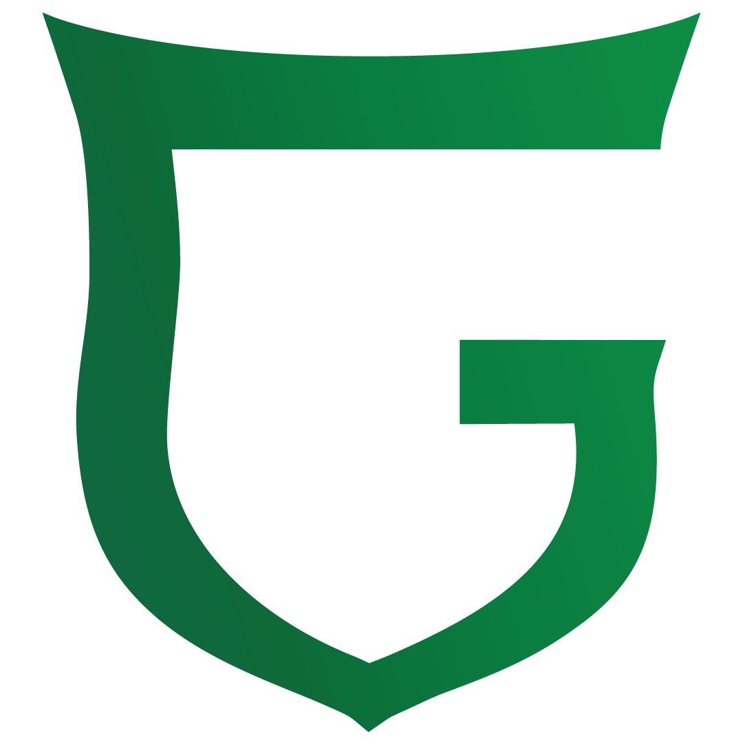 Green shield logo with a stylized letter