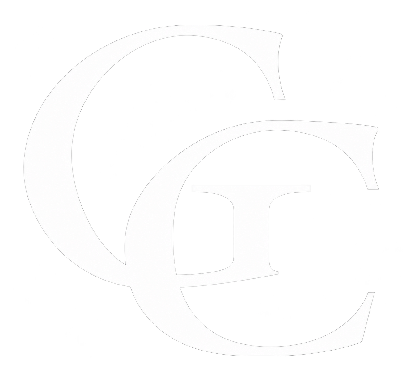 Faint white outline of interlocking letters G and C on a light background