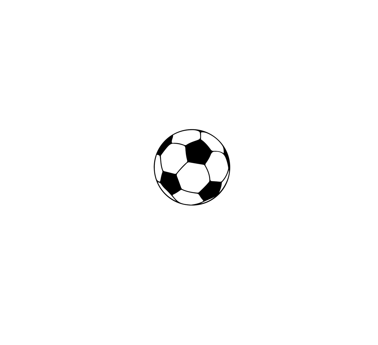 Soccer ball with black and white pentagons and hexagons.