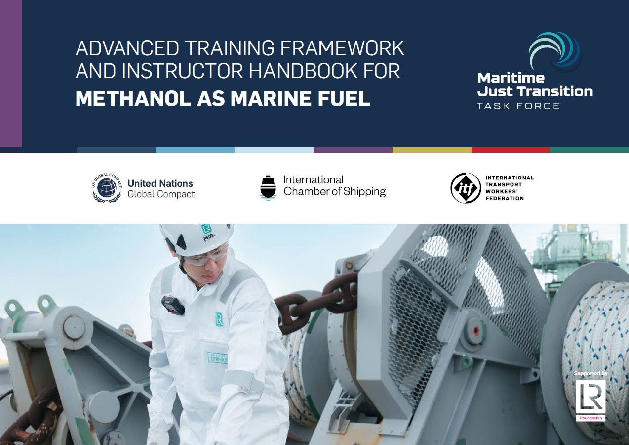 Handbook cover: Person in white suit working on ship; title: