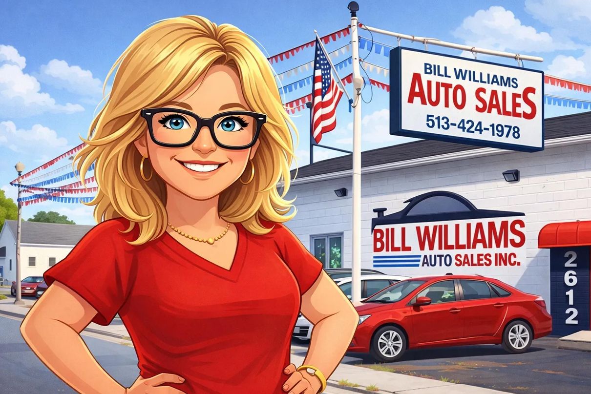 Salesman holding a clipboard in a car showroom with two cars behind him Salesman holding a clipboard in a car showroom with two cars behind him