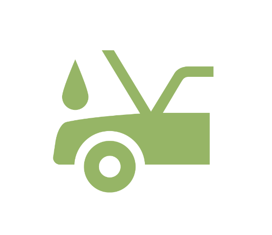 Green tow truck icon with a water droplet symbol