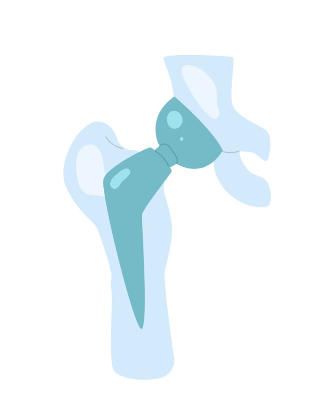 Stylized teal and light blue abstract human figure with raised arm on white background