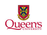 Queen’s University logo with red crest above maroon wordmark on white background