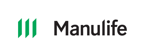 Manulife logo with green bars and black wordmark on a white background