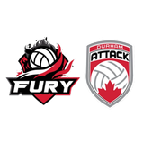 Fury and Durham Attack volleyball logos on a white background