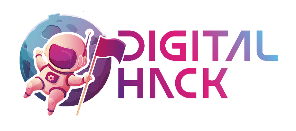 Digital Hack Logo da Digital Hack é desenhado com um astronauta e com as iniciais D e H