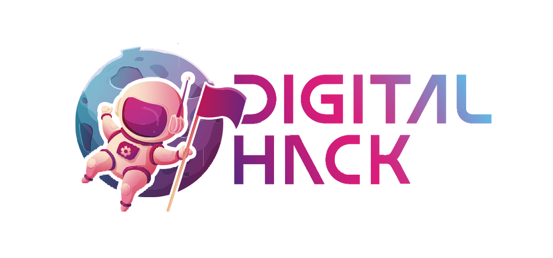Digital Hack Logo da Digital Hack é desenhado com um astronauta e com as iniciais D e H