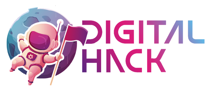 Digital Hack Logo da Digital Hack é desenhado com um astronauta e com as iniciais D e H