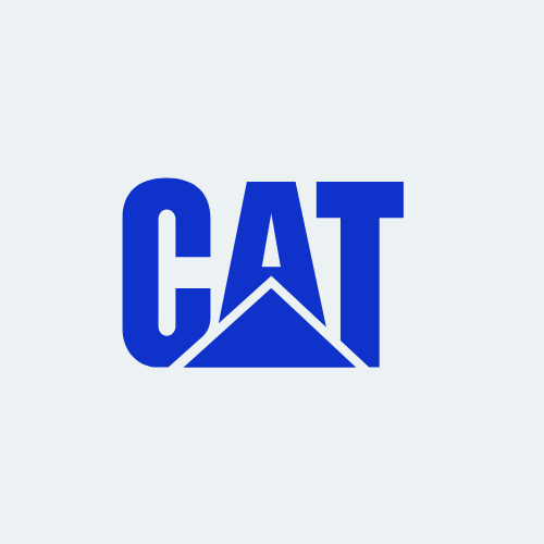 A blue Caterpillar logo on a white background