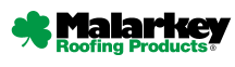 The logo for malarkey roofing products has a green shamrock on it.