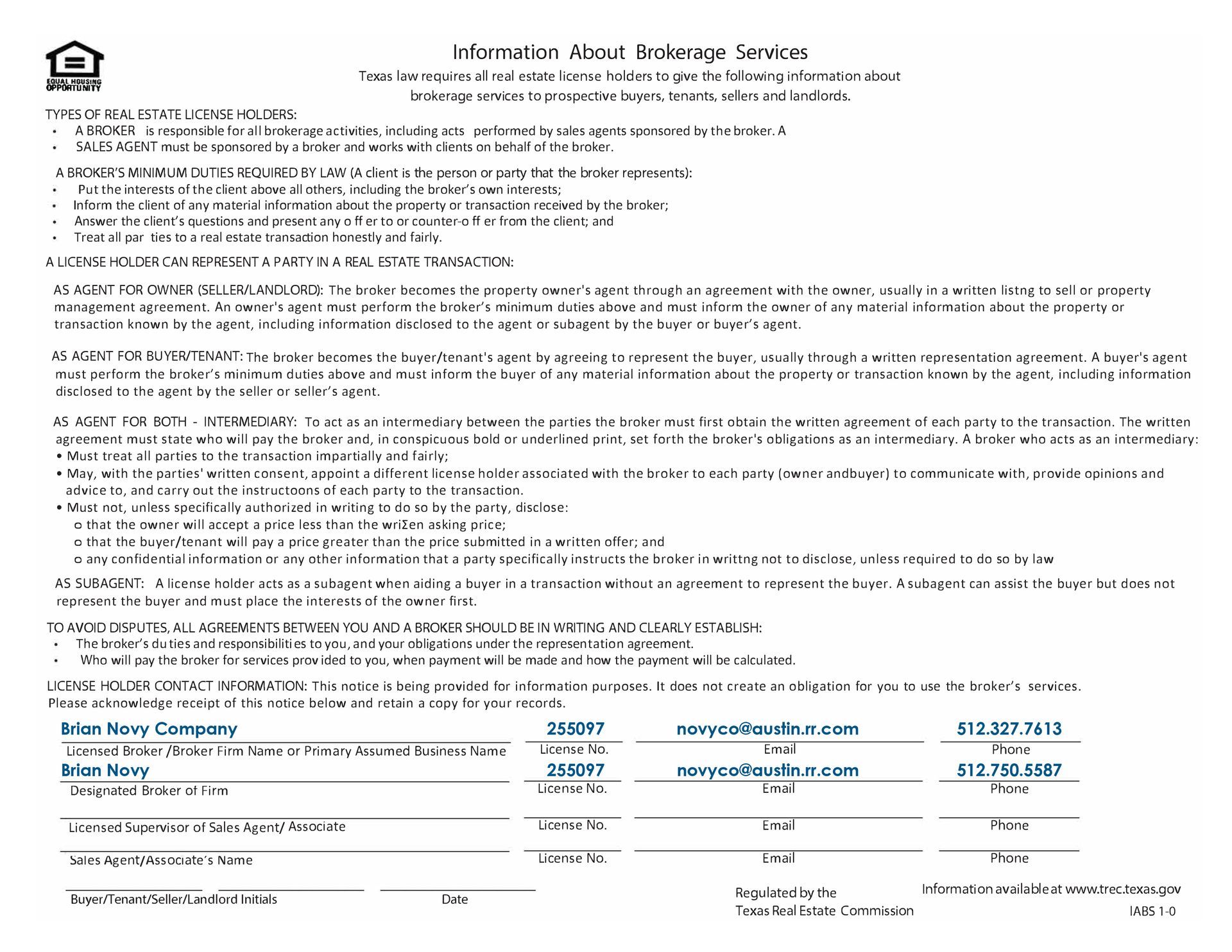 2222 Rosewood Ave Flyer Information About Brokerage Services | Austin, TX | The Brian Novy Co.