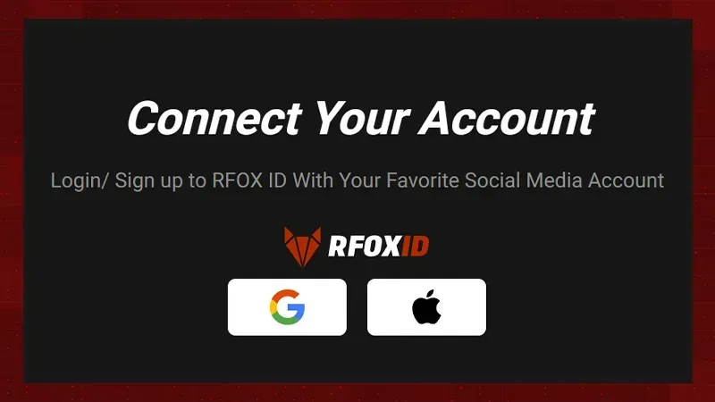 Screenshot of the RFOX ID log in page with a text showing to connect your account