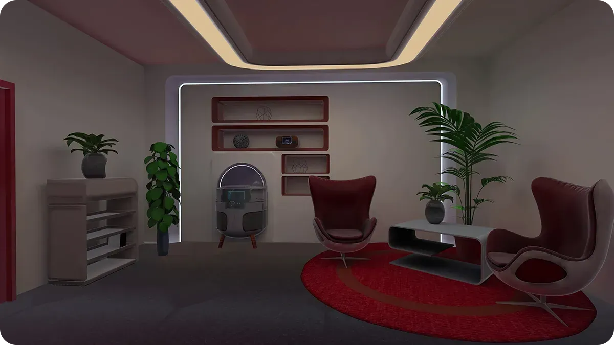 Screenshot of the Standard Apartment with minimalist and clean design in the RFOX VALT metaverse