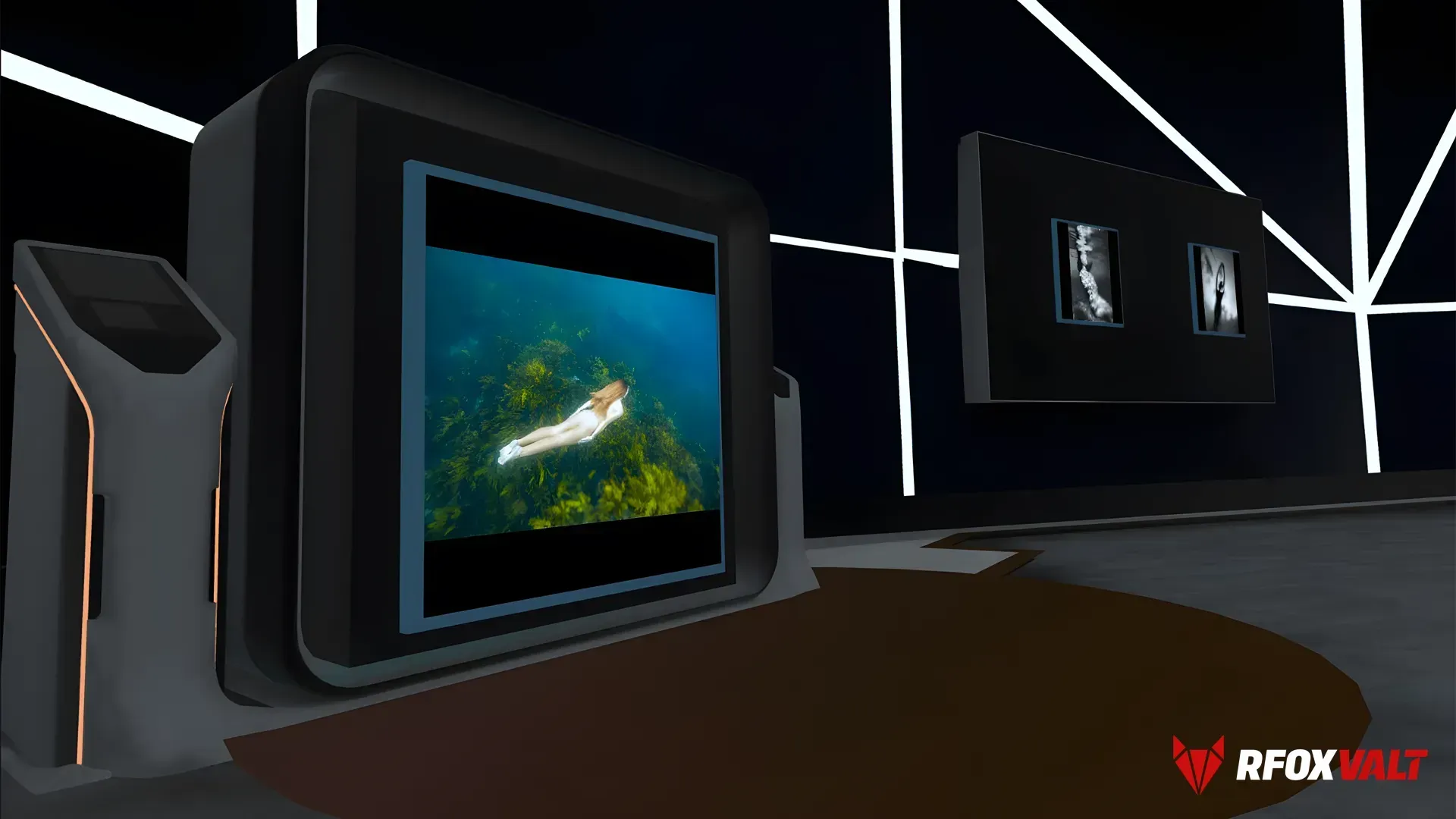 Underwater photography exhibit in a District of the RFOX VALT metaverse