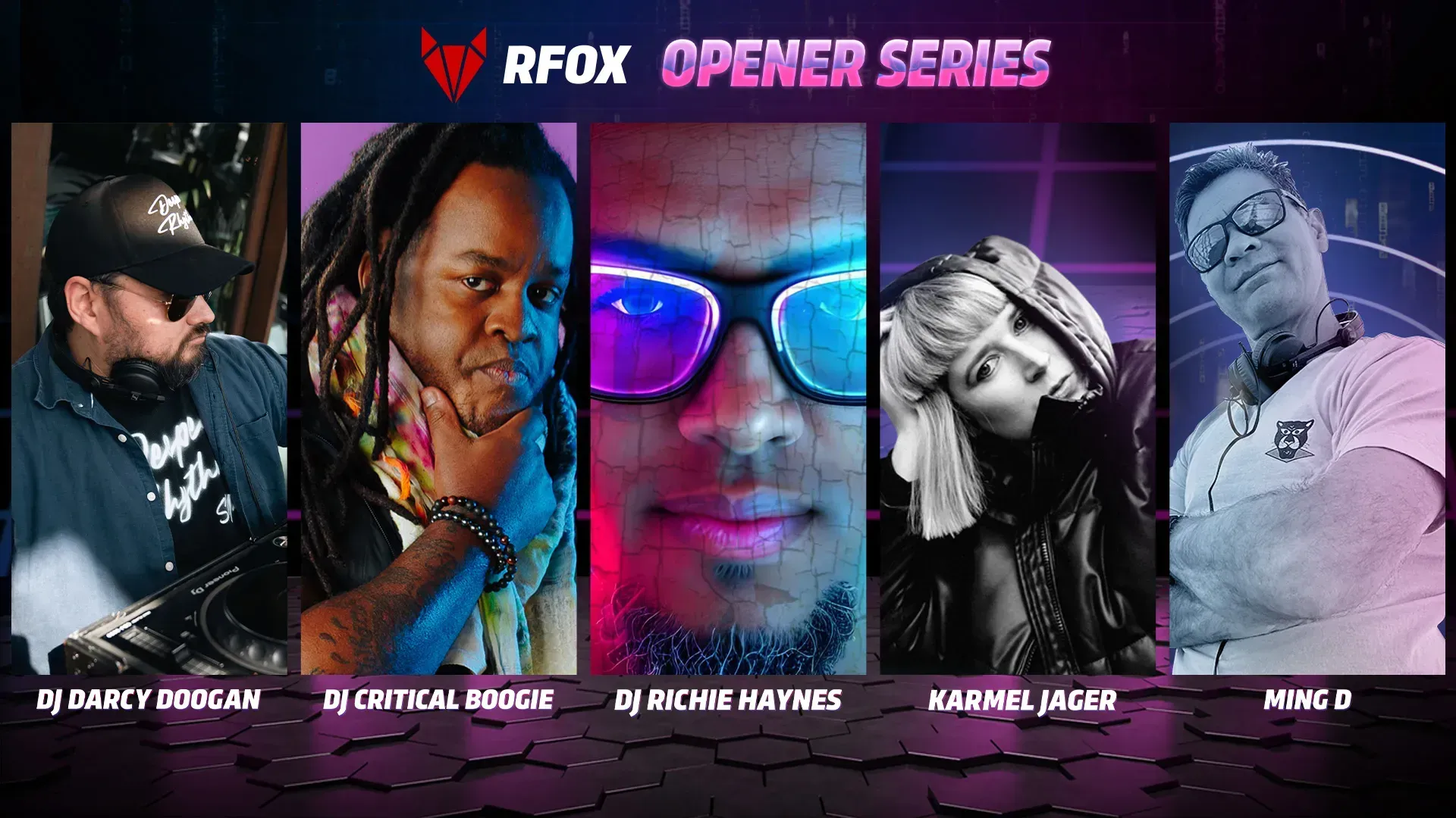 Virtual musical area for DJ opener series in the DJ event of the RFOX VALT metaverse