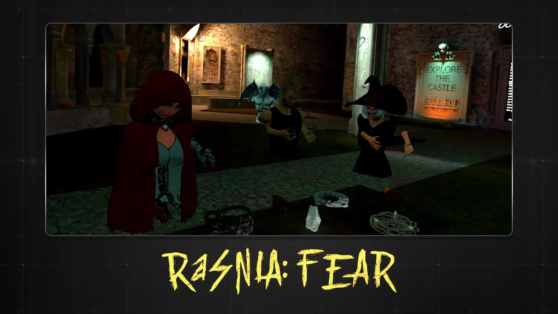 A screenshot of the horror castle game in the RFOX VALT metaverse named RaSNIA: Fear