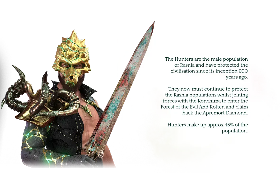 Hunter Denizens character for RaSNIA:FEAR in the RFOX VALT metaverse