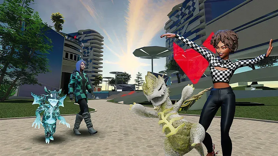 Avatars engaging in a diverse metaverse community, showcasing social and cultural interactions.