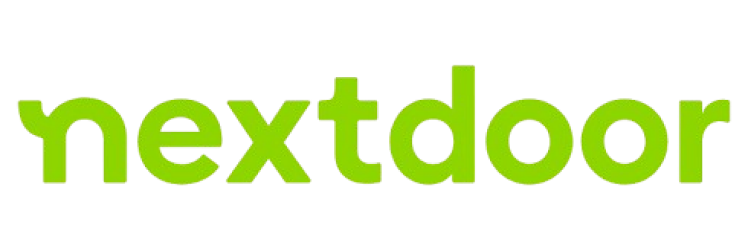 The nextdoor logo is green and white on a white background.