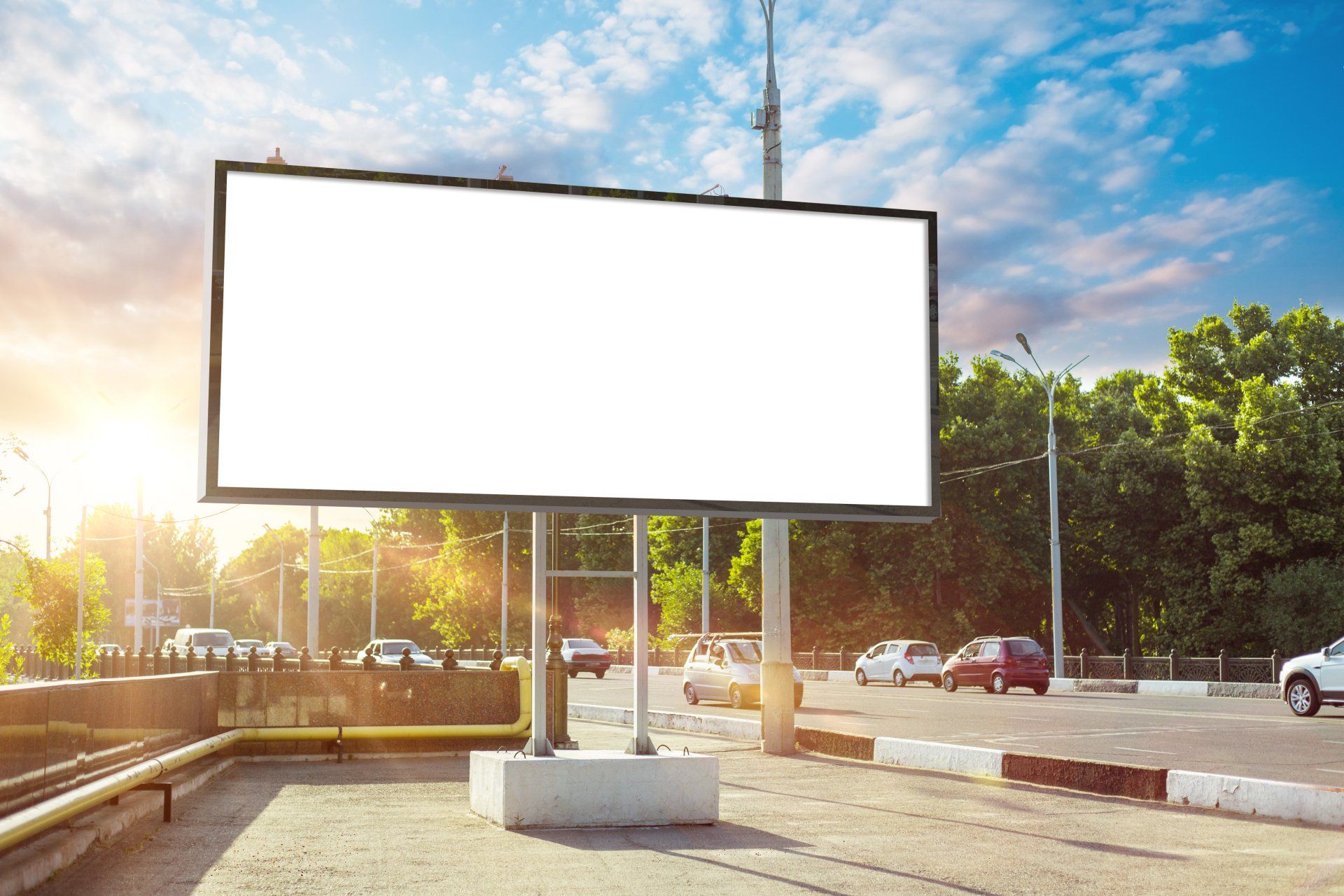 Billboard canvas mock up in city