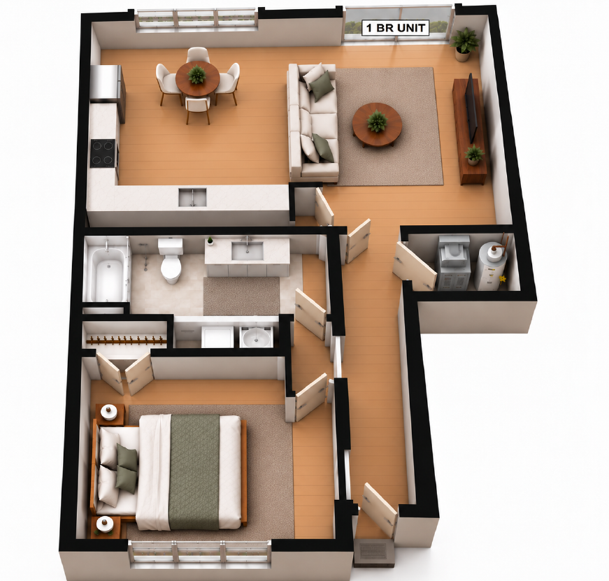 2 Bed 1 Bath Floorplan Four