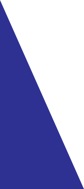 A blue and white triangle on a white background.