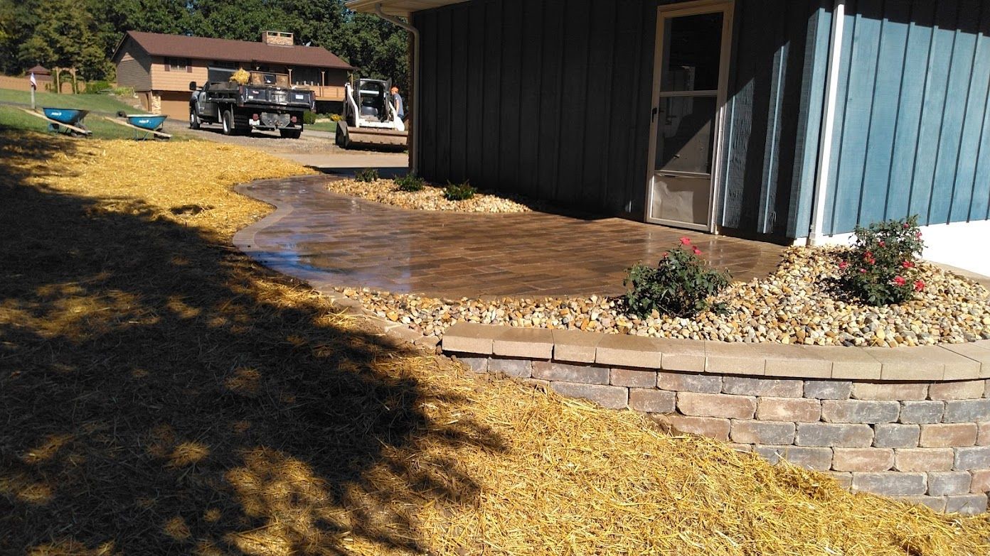 Beautiful Landscape bricking walkway installed in Mapleton, IL - Beal Landscaping