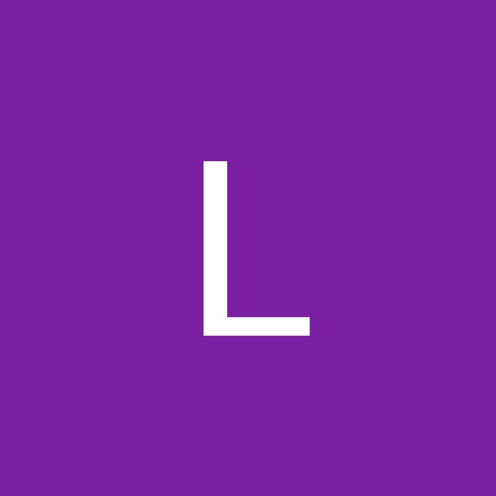 White letter “L” on a solid purple background
