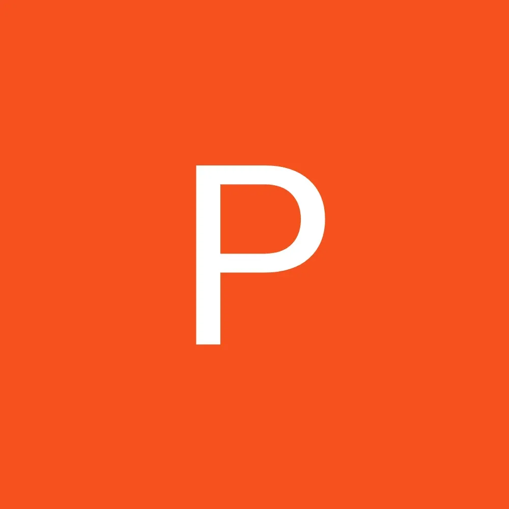 White capital letter “P” on an orange background.