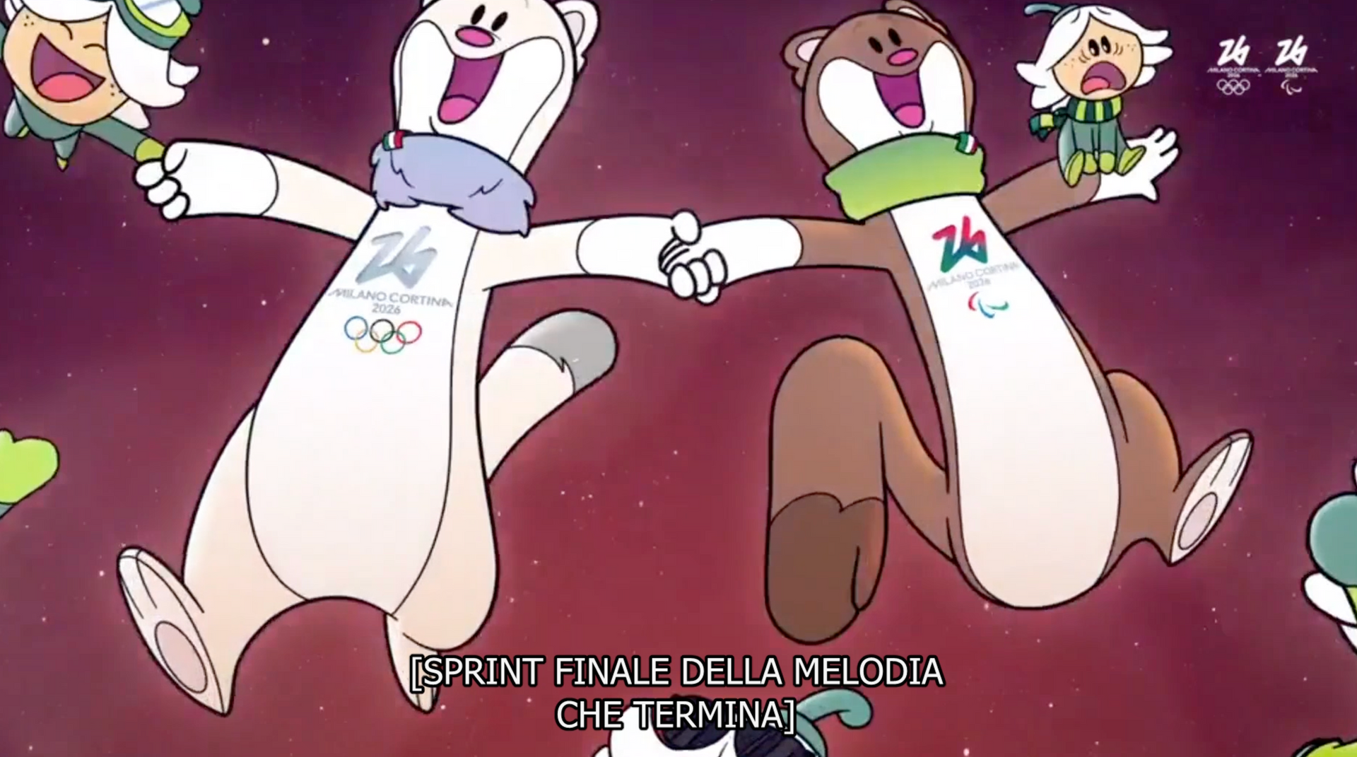 Tina e Milo di Milano Cortina 2026: il sottotitolo descrive la melodia che termina.