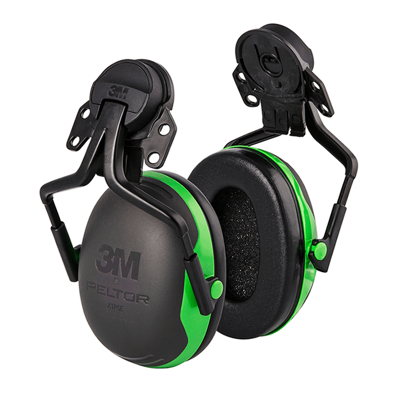 Orejeras Peltor de 3M en color negro y verde con diadema negra, mostradas sobre un fondo blanco.