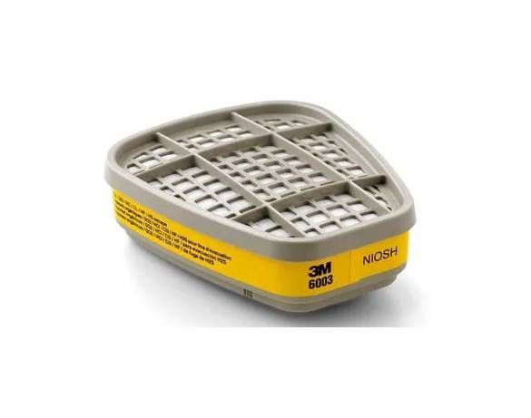 Mascarilla respiratoria de media cara 3M serie 6000 con carcasa de cartucho gris y amarilla